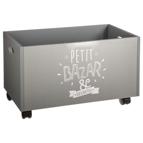 Atmosphera Kids - Coffre de rangement à roulettes Kids - 48 x H. 28 cm - Gris
