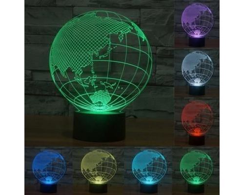 Lampe de Décoration 3D Globe Terrestre LED 7 Couleurs 0.5W Interrupteur Tactile - YONIS
