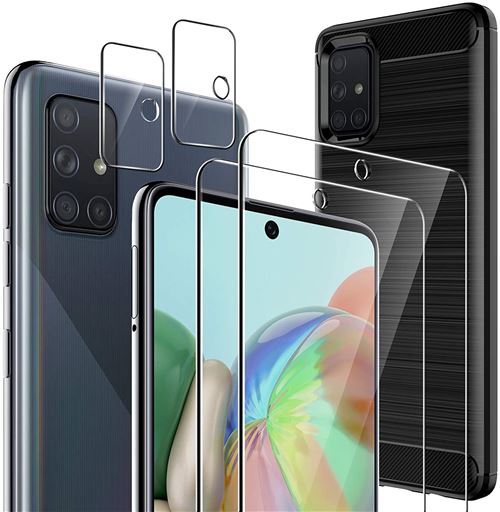 Coque pour Samsung Galaxy A71 avec 2 verres trempé avant et arriere