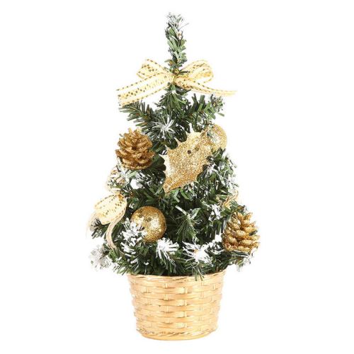 Sapin de Noel Artificiel Mini Miniature Decoration Table IntérieurOr, Hauteur 20CM