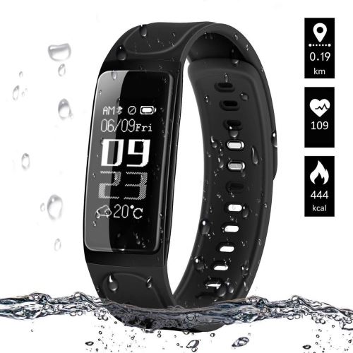 ELEGIANT Bracelet Connecté Cardiofréquencemètre Podomètre Fitness IP67 Étanche Écran Tactile Noir