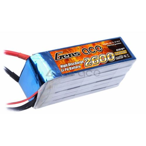 Gens Ace 2600mAh 22.2V 45C 6S1P Lipo Battery Pack