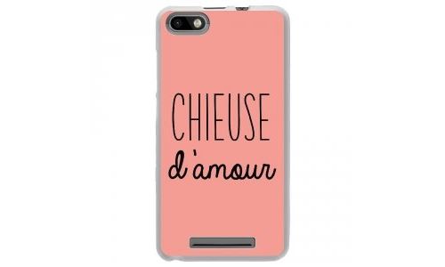 Coque souple pour Wiko Lenny 3 avec impression Motifs Chieuse d'Amour rose