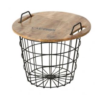 Table Basse Ronde Style Industriel En Bois Et Metal Flexo Achat