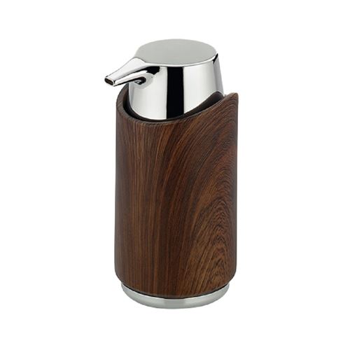 Distributeur de Savon en Bois de Noyer et Zinc Chromé