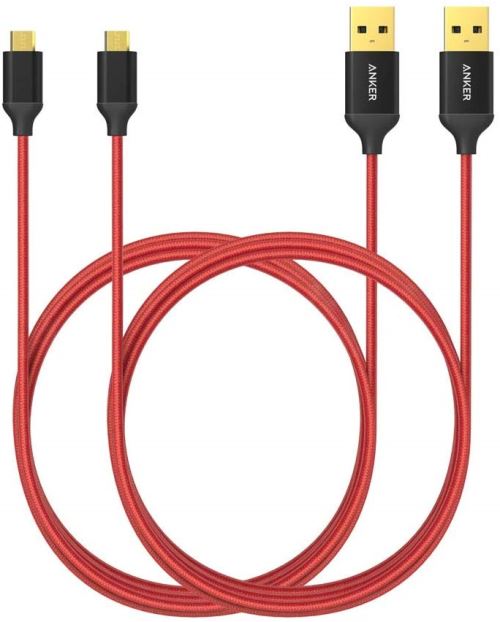 Lot de 2 câbles micro USB de 180 cm en nylon tressé anti-emmêlement