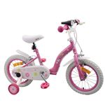 Vélo Enfant 14 Pouces Licorne - Avec Roulettes, Siège Poupée Et Panier, Pour Filles 3-6 Ans, Rose