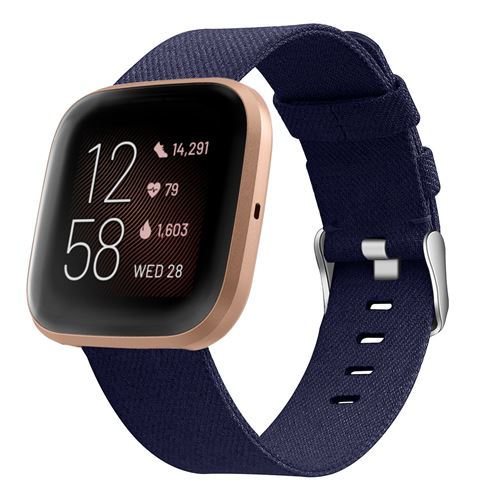 Non Communiqué Bleu Bracelet En Toile Simple Pour Fitbit Versa 3 / Sense - (Taille S)