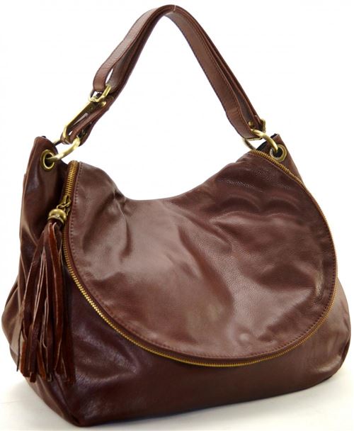 OH MY BAG Sac bandoulière Cuir porté épaule bandoulière et de travers Femmes en véritable cuir fabriqué en Italie - modèle 72 HEURES Marron moyen