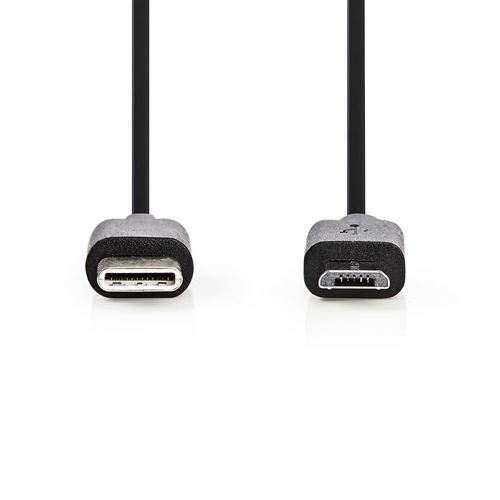 Nedis Câble USB USB-C (M) droit pour Micro-USB de type B (M) droit USB 2.0 1 m rond noir