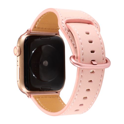 Bracelet de montre en cuir simple pour Apple Watch Series 6/ SE/ 5/ 4 40mm - Rose