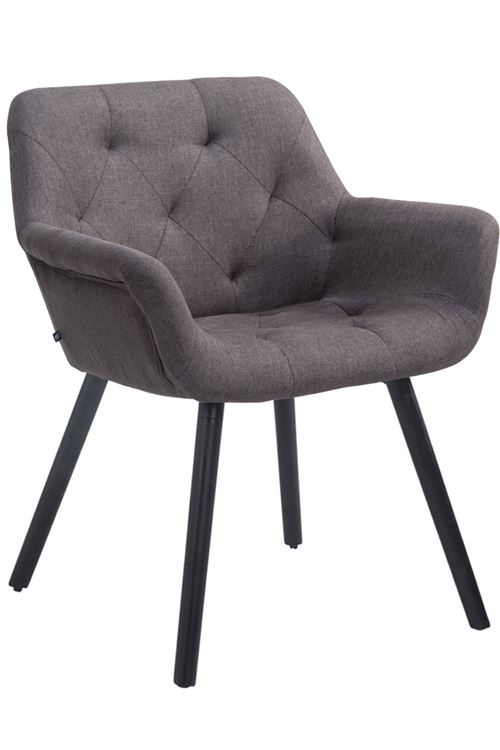 Chaise de Salle à manger Cassidy - Chaise avec revêtement en tissu et accoudoirs - Support Bois de Chêne Noir - Couleur Gris foncé