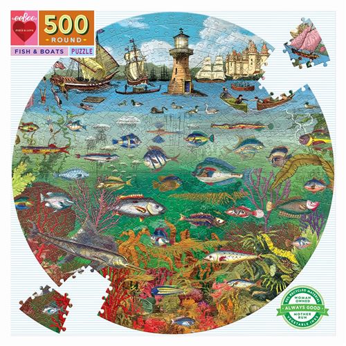 Puzzle carton 500 pièces FISH & BOATS EEBOO Multicolore