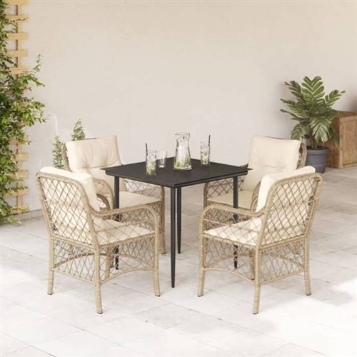 Non Communiqué Multicolore Vidaxl Ensemble À Manger De Jardin Avec Coussins 5 Pcs, Table Et Chaises De Patio, Meubles D'extérieur Terrasse, Moderne, 3212139