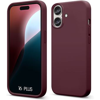 Coque pour iPhone 16 Plus, Protection Silicone Liquide Mat Anti-Rayures - Rouge Bordeaux - BOOLING - 1