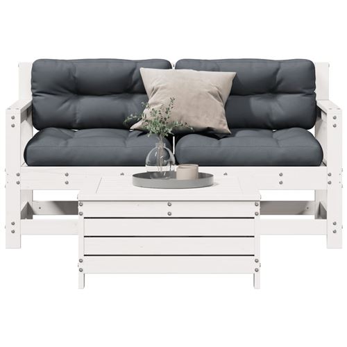 Non Communiqué Blanc Vidaxl 3-Delige Loungeset Met Kussens Massief Grenenhout Wit3250765