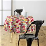 Toile cirée ronde - Diamètre 160 cm - Fleurs colorées Multicolore