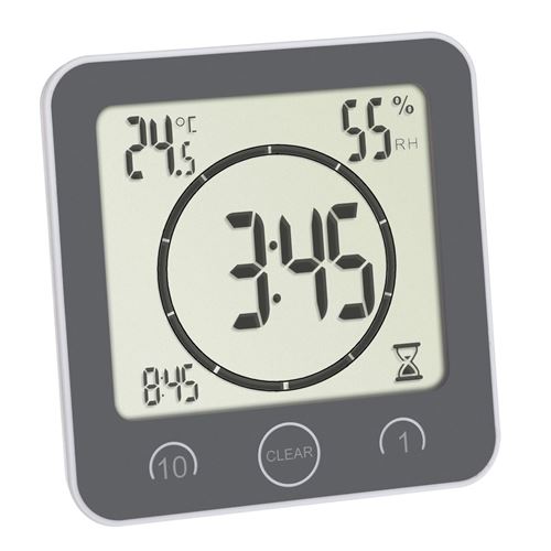 TFA - Horloge de cuisine et salle de bain avec minuteur numérique - Gris - Image 3