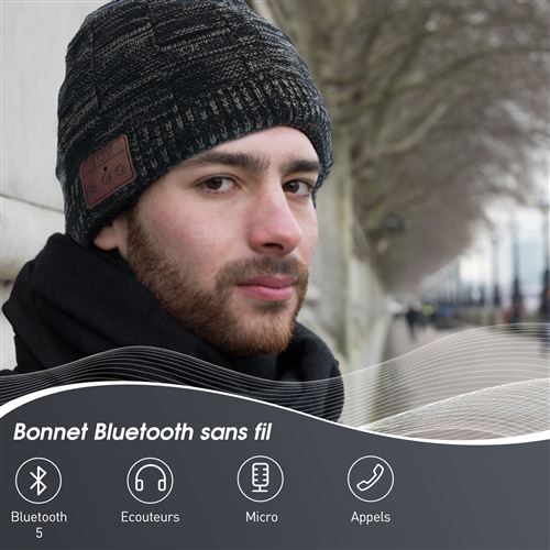 Bonnet Bluetooth Homme Femme Gris - August EPA25 Musique sans fil Discret  Running Course à pied Sport - Casque audio - Achat & prix