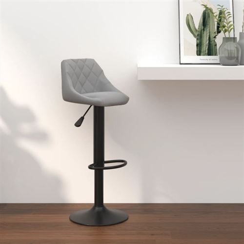 vidaXL - Tabouret de bar - Velours - Gris clair - Image 2