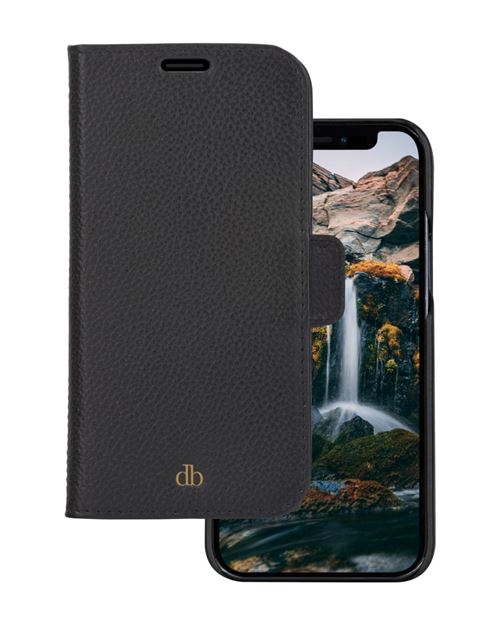 dbramante1928 New York - Étui à rabat pour téléphone portable - dos magnétique détachable - cuir Saffiano - noir nuit - pour Apple iPhone 13