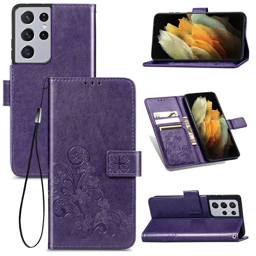 MPFRANCE Housse pour Samsung Galaxy S21 Ultra Violet [Fleur de Lys]