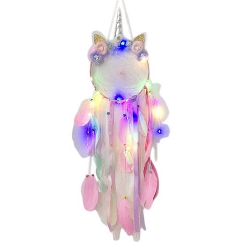 Non Communiqué Multi Attrape-Rêve Licorne Couronne De Fleurs Rose Avec Led Capteur Dream