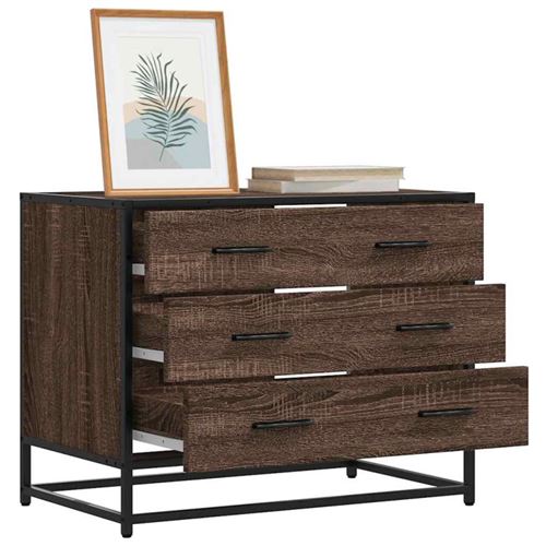 Commode chêne marron 70x41x56 cm bois d ingénierie