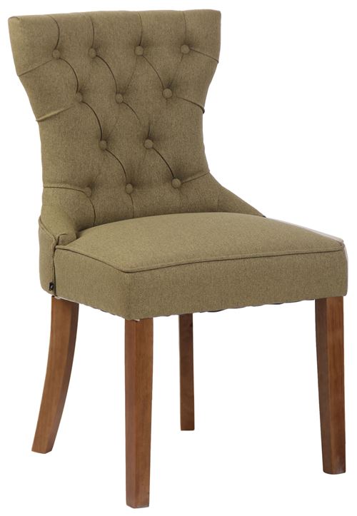 Chaise de salle à manger Franca en tissu avec pieds en bois de caoutchouc , Vert/Antique clair
