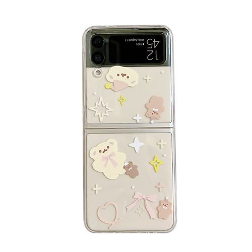 Coque Pour Samsung Galaxy Z Flip 3 Frusde Dessin Animé Peinture Transparente Etui-Ours