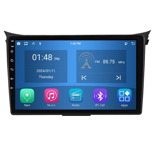 Autoradio RoverOne® Bluetooth CarPlay Android Auto Navigation 4Go RAM 64Go ROM pour Hyundai i30 II 2 GD 2011-2017