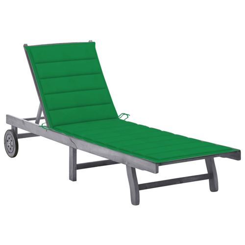 Non Communiqué Gris Chaise Longue Vidaxl L. 200 Cm H. 30 Cm En Acacia Non Empilable Non Pliable