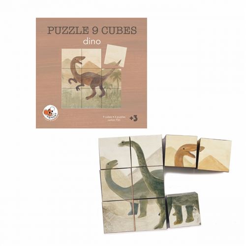 Non Communiqué Multicolore Puzzle Cube Dinosaure En Bois