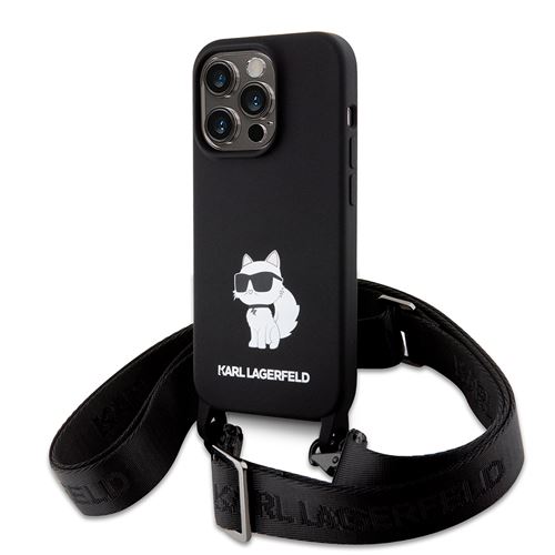 Coque pour iPhone 15 Pro Max - Karl Lagerfeld Silicone Bandoulière (KLHCP15XSCSCBSKBSKNK) - Ikonik