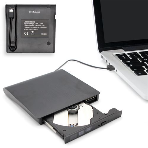 Lecteur de CD externe USB 3 haute vitesse prêt à l'emploi pour ordinateur  portatif PC PC Mac