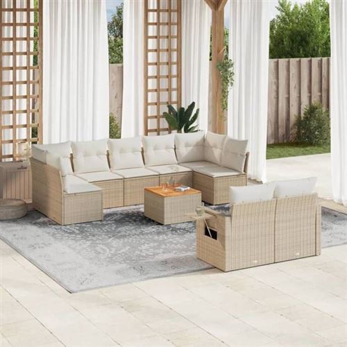 Vidaxl Beige Salon De Jardin 10 Pcs - Image 3