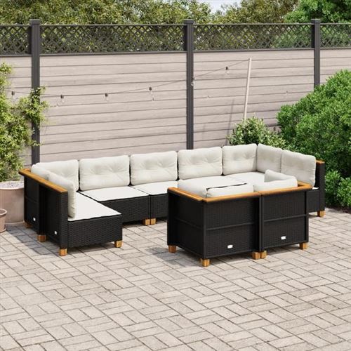 Non Communiqué Noir Salon De Jardin Modulable Generique Resine Tressee 9 Pieces X 63.5 X 56.5 Cm