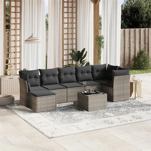 Non Communiqué Gris Vidaxl Salon De Jardin Avec Coussins 8 Pcs, Canapés De Terrasse, Ensemble De Meubles De Patio, Mobilier D'extérieur, 3263208