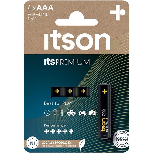 ITSON Pack de 4 Piles Alcalines LR03/AAA 1,5V itsPREMIUM