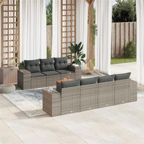 Non Communiqué Gris Vidaxl Salon De Jardin 8 Pcs Avec Coussins Résine Tressée 3225353