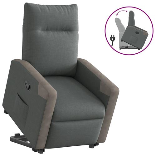 vidaXL Fauteuil de relaxation inclinable tissu gris foncé