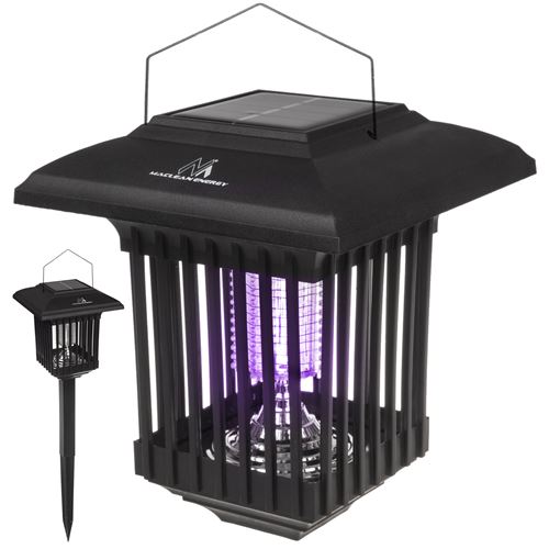 Lampe décorative solaire à LED 2 en 1 Maclean avec piège à insectes Lampe anti-moustiques avec lumière UV 2 modes de fonctionnement IP44