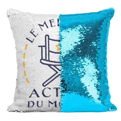 Fabulous Coussin avec Housse Sequin - Paillettes Turquoise Le Meilleur Acteur du Monde [40 x 40 cm]