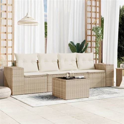 Non Communiqué Beige Salon De Jardin Modulable Vidaxl Resine Tressee 5 Pieces X 83 X 69