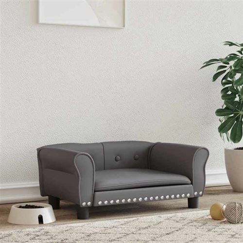 Meilleurs prix pour vidaXL Lit pour Chien, Canapé pour Animaux de Compagnie avec Cadre en Bois, Panier pour Chiots Maison Intérieur, Gris 70x45x30 cm Similicuir