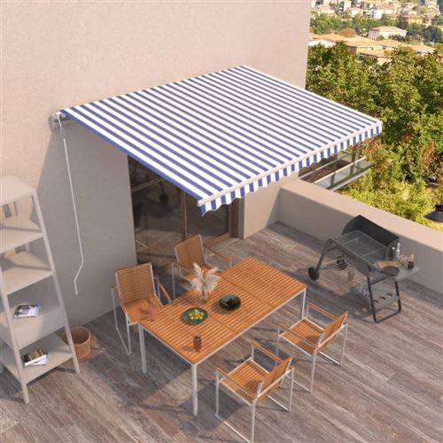vidaXL Auvent rétractable automatique 400x350 cm Bleu et blanc3068986