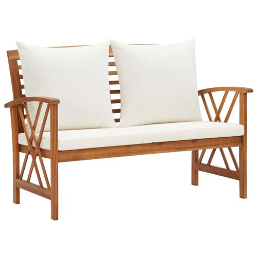 Non Communiqué Blanc Crème Banc De Jardin Avec Coussins 119 Cm Bois Solide D Acacia