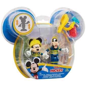 Pack de 2 figurines articulées Mickey Et Minnie Thème Pompier avec accessoires 7.5 cm