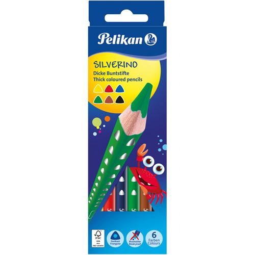Pelikan Crayon de couleur triangulaire SILVERINO gros, étui