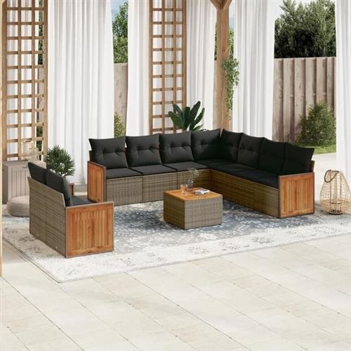 Non Communiqué Gris Salon De Jardin Modulable Vidaxl Rotin 10 Pieces X 59 X 69 9 Personnes